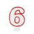 Red & White Number 6 Molded Candle