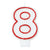 Red & White Number 8 Molded Candle