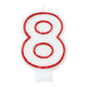 Red & White Number 8 Molded Candle