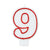 Red & White Number 9 Molded Candle