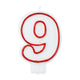 Red & White Number 9 Molded Candle