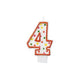 Red & White Number 4 Molded Candle
