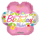 Birthday Wishes Flower 4" Air-fill Balloon (requires heat sealing)