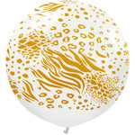 Kalisan Safari Mutant - White W/ Gold Ink 24" - 1 Pack Latex Balloon
