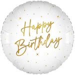 Elegant Sparkle White Happy Birthday Holographic 18" Foil Balloon