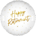 Elegant Sparkle White Happy Retirement Holographic 18" Foil Balloon