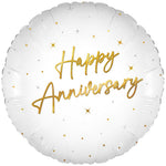 Elegant Sparkle White Happy Anniversary Holographic 18" Foil Balloon