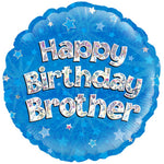 Happy Birthday Brother Holographic 18" Foil Balloon