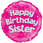 Happy Birthday Sister Holographic 18" Foil Balloon