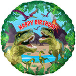 Jurassic Dinosaur Happy Birthday Metallic 18" Foil Balloon