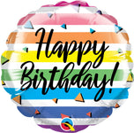Birthday Colorful Stripes 4" Air-fill Balloon (requires heat sealing)