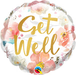 Get Well Watercolor Floral 4" Air-fill Balloon (requires heat sealing)