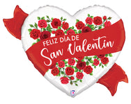Feliz Día De San Valentín Rosas Rojas 29" Balloon