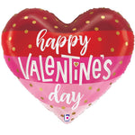 Satin Stripes Happy Valentine's Day Heart 24″ Balloon