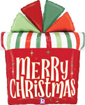 Merry Christmas Gift Retro Stripes 27" Balloon