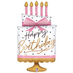 Pink Bow Birthday Cake 35"  Foil Balloon