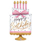 Pink Bow Birthday Cake 35"  Foil Balloon