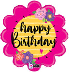 Happy Birthday Flowers 18" Balloon