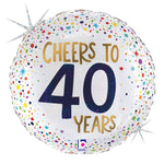 Cheers to 40 Years - Holographic 18" Balloon