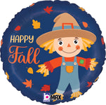 Happy Fall Cute Scarecrow Leaves 18" Balloon