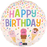 Happy Birthday Ice Cream Cones 18" Balloon
