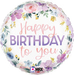 Floral Watercolor Birthday 18" Balloon