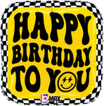 Happy Birthday to You Smiley Checkerboard 18" Balloon