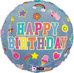Birthday Denim Patches 18" Balloon