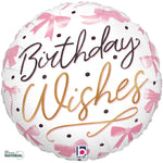 Pink Bow Birthday Wishes 18"  Foil Balloon