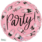 Black Bow Party Drinks 18"  Foil Balloon