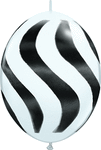 Qlink White - Black Wavy Stripes 12" Latex Balloons (50 count)