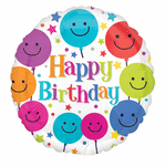 18" Smiley Balloons Happy Birthday 2 Sided