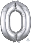 Silver Number 0 34″ Balloon