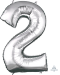 Silver Number 2 34″ Balloon