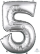Silver Number 5 34″ Balloon