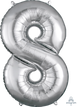 Silver Number 8 34″ Balloon