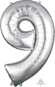 Silver Number 9 34″ Balloon