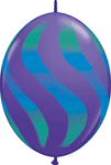 Qlink Purple - Green/Blue Wavy Stripes 12" Latex Balloons (50 count)