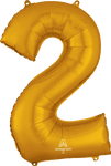 Gold Number 2 34″ Foil Balloon by Anagram from Instaballoons