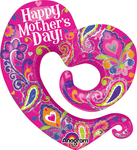 Happy Mother's Day Swirly Open Heart 31" Balloon