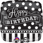 Black & White Chalkboard Happy Birthday 17" Balloon