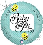 Baby Boy Bee Holographic 4" Air-fill Balloon (requires heat sealing)