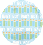 Blue Baby Boy Bottle Line 2 Sided 18" Balloon
