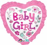 Baby Girl Heart Floral 28" Balloon