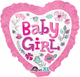 Baby Girl Heart Floral 28" Balloon