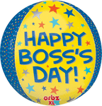 Happy Boss's Day! Yellow/Blue Orbz 16" Balloon