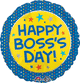 Happy Boss's Day! Yellow and Blue 17" Balloon