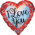 Sparkle Heart Love You Holographic 17" Balloon