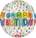 Happy Birthday Rainbow Orbz 16" Balloon