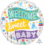Welcome Sweet Baby Flags 17" Balloon